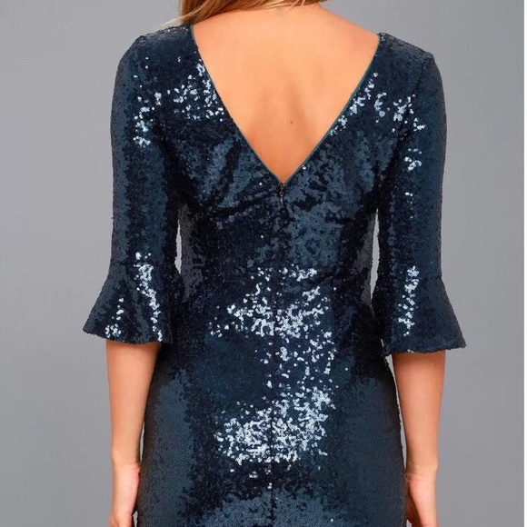 LULU Feel the Light Navy Blue Sequin Bodycon Dress - Picture 4 of 5